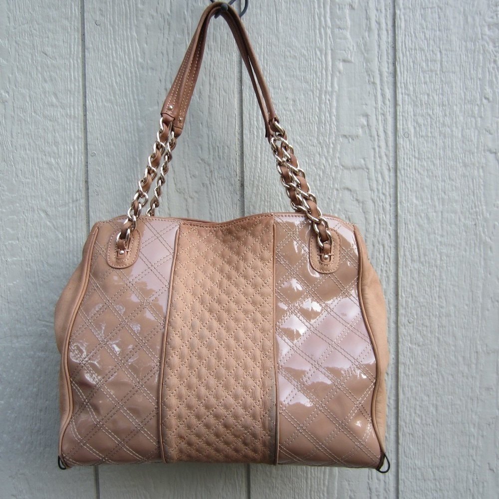 Brooks Brothers Mod Patent Med Chic Leather Purse Tote Bag **Flaws**